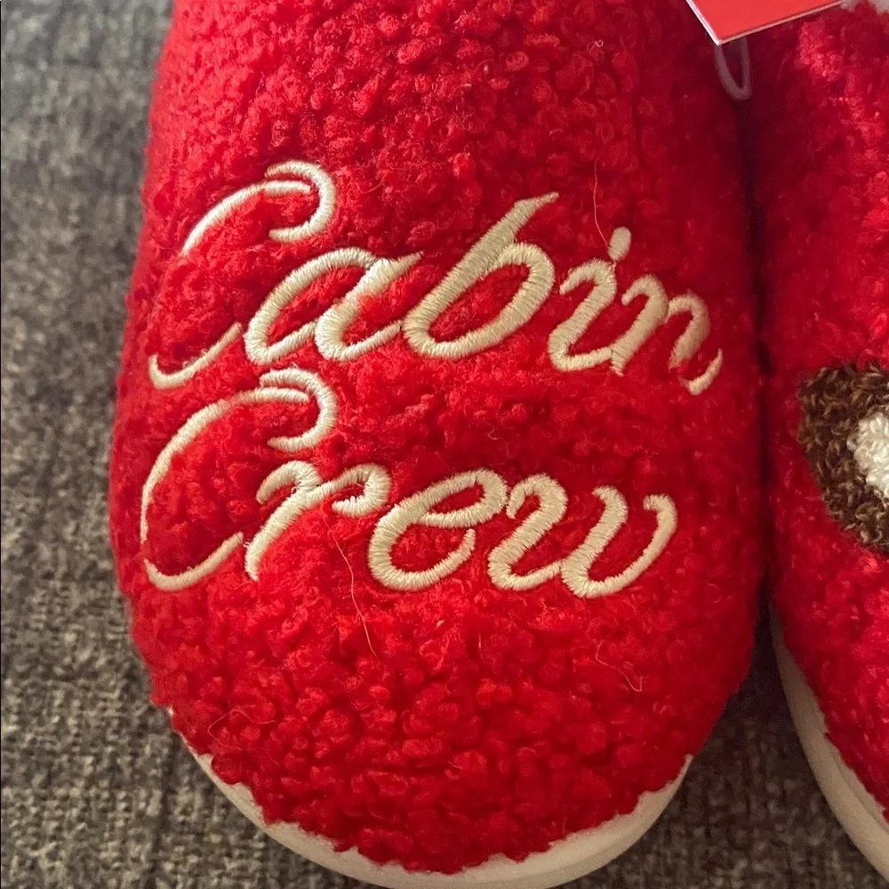 Wondershop Red Cabin Crew Slippers with Reindeer Design. Size 5-6